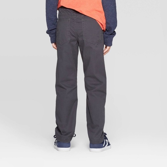 NWT - Cat & Jack - Boys’ Stretch Straight Fit Pull- On Woven Pants - Charcoal - Picture 2 of 4